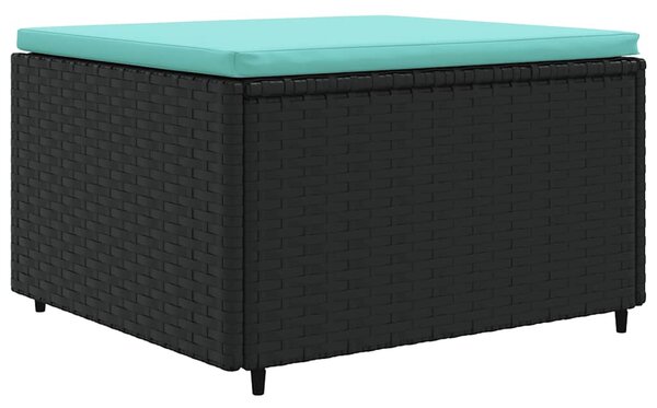 6 részes fekete polyrattan kerti ülőgarnitúra párnákkal