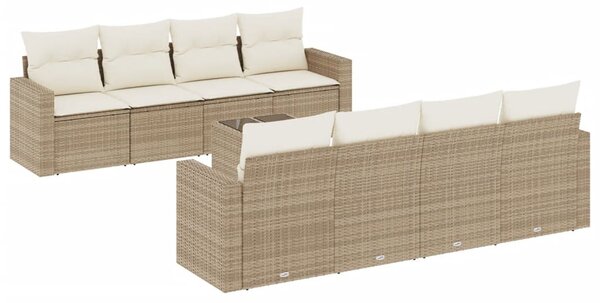 9 részes bézs polyrattan kerti ülőgarnitúra párnákkal