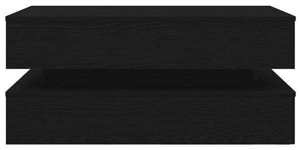 VidaXL fekete tölgy dohányzóasztal LED-lámpákkal 90x50x40 cm