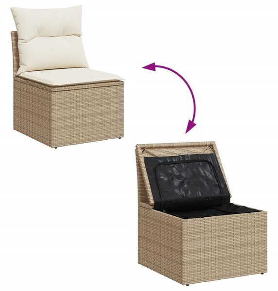 9 részes bézs polyrattan kerti ülőgarnitúra párnákkal