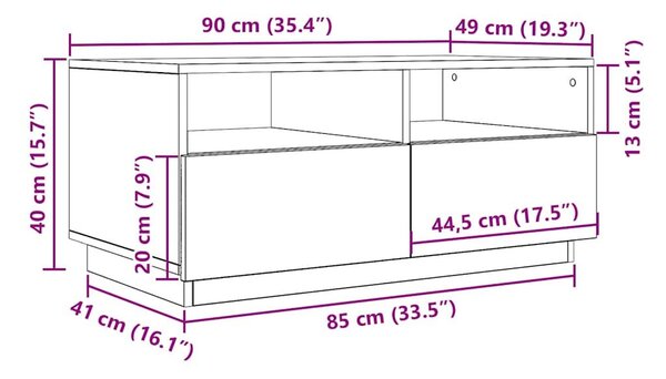 VidaXL fekete tölgyszínű dohányzóasztal LED-lámpákkal 90x49x40 cm