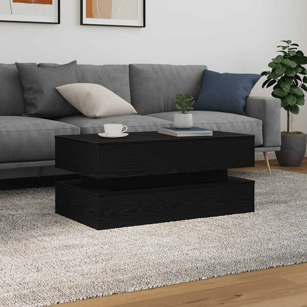 VidaXL fekete tölgy dohányzóasztal LED-lámpákkal 90x50x40 cm