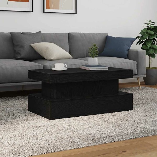 VidaXL fekete tölgy dohányzóasztal LED-lámpákkal 90x50x40 cm