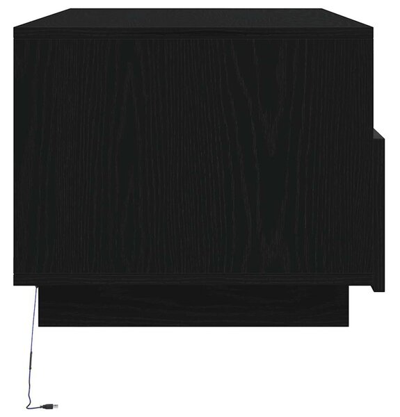 VidaXL fekete tölgyszínű dohányzóasztal LED-lámpákkal 90x49x40 cm