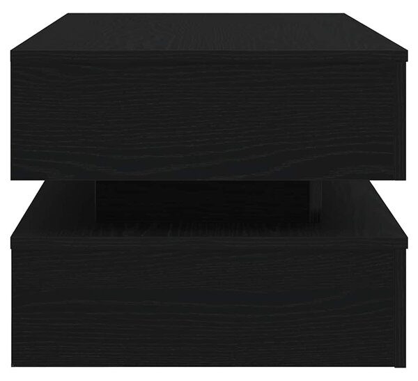 VidaXL fekete tölgy dohányzóasztal LED-lámpákkal 90x50x40 cm