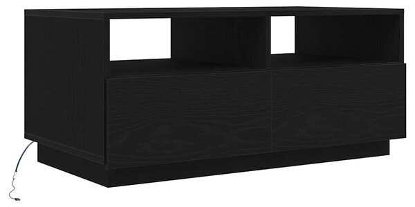 VidaXL fekete tölgyszínű dohányzóasztal LED-lámpákkal 90x49x40 cm