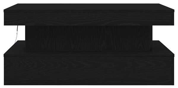 VidaXL fekete tölgy dohányzóasztal LED-lámpákkal 90x50x40 cm