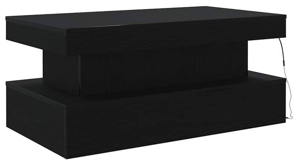 VidaXL fekete tölgy dohányzóasztal LED-lámpákkal 90x50x40 cm