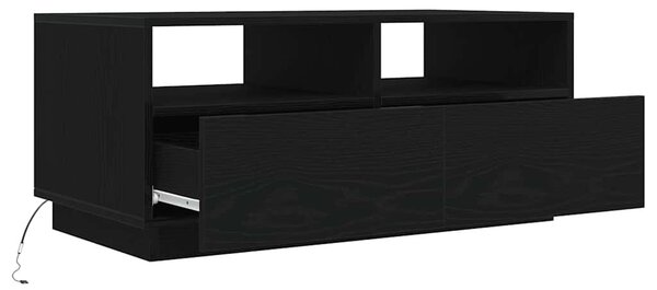 VidaXL fekete tölgyszínű dohányzóasztal LED-lámpákkal 90x49x40 cm
