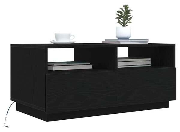 VidaXL fekete tölgyszínű dohányzóasztal LED-lámpákkal 90x49x40 cm