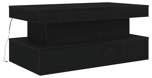 VidaXL fekete tölgy dohányzóasztal LED-lámpákkal 90x50x40 cm