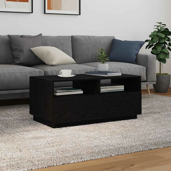 VidaXL fekete tölgyszínű dohányzóasztal LED-lámpákkal 90x49x40 cm