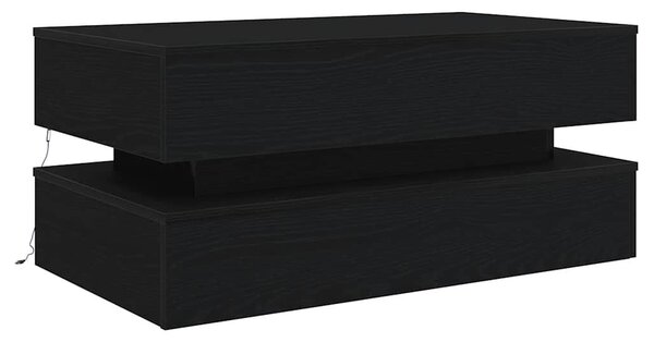 VidaXL fekete tölgy dohányzóasztal LED-lámpákkal 90x50x40 cm