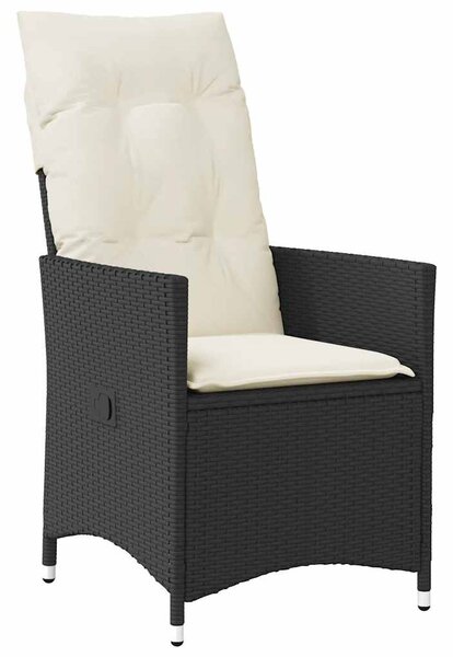9 részes fekete polyrattan kerti étkezőgarnitúra párnákkal