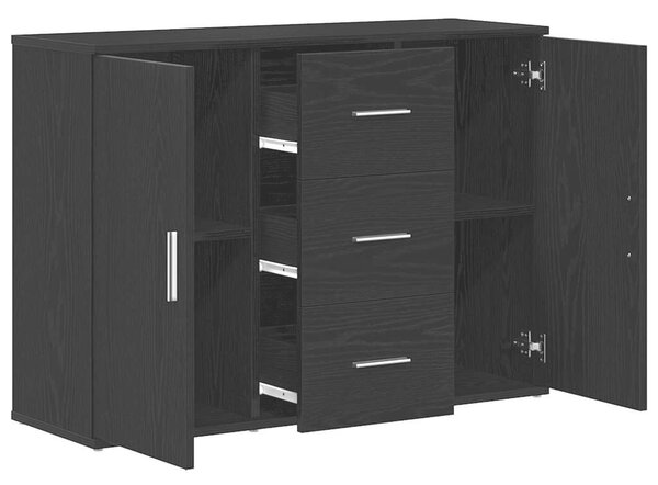VidaXL fekete tölgyszínű szerelt fa tálalószekrény 91 x 29,5 x 65 cm