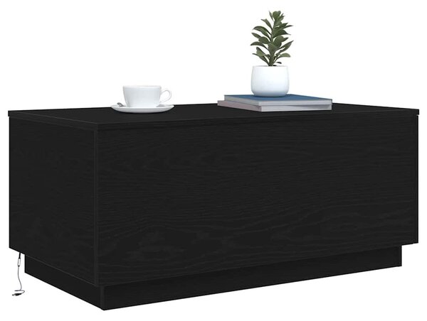 VidaXL fekete tölgy dohányzóasztal LED-lámpákkal 90x50x40 cm