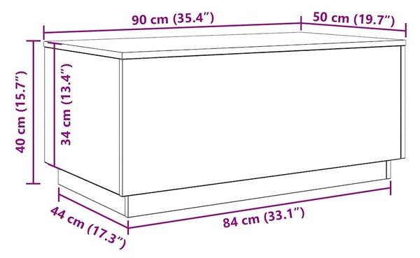 VidaXL fekete tölgy dohányzóasztal LED-lámpákkal 90x50x40 cm