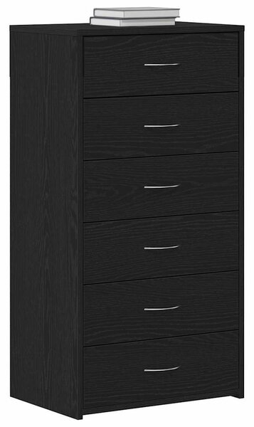 VidaXL fekete tölgy színű szerelt fa komód 6 fiókkal 50 x 34 x 96 cm