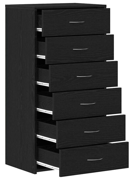VidaXL fekete tölgy színű szerelt fa komód 6 fiókkal 50 x 34 x 96 cm