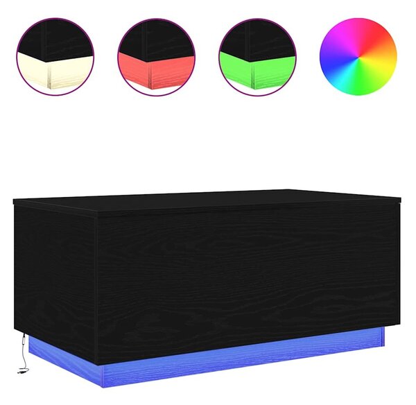VidaXL fekete tölgy dohányzóasztal LED-lámpákkal 90x50x40 cm