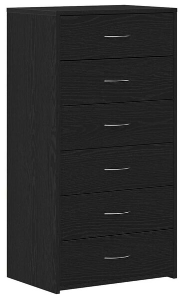 VidaXL fekete tölgy színű szerelt fa komód 6 fiókkal 50 x 34 x 96 cm