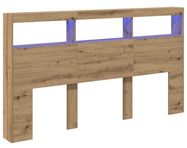 VidaXL kézműves tölgy áthidalószekrény LED-ekkel 180 x 17 x 102 cm