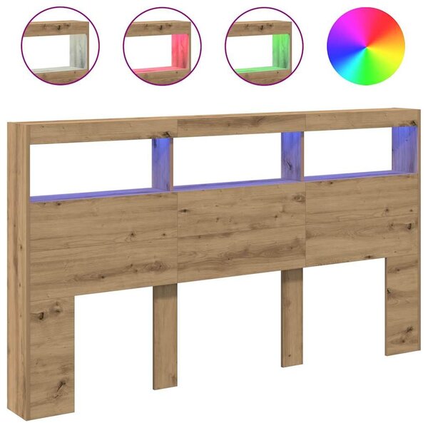 VidaXL kézműves tölgy áthidalószekrény LED-ekkel 180 x 17 x 102 cm