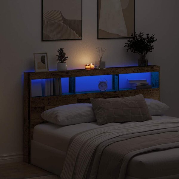 VidaXL antik fa áthidalószekrény LED-világítással 180 x 17 x 102 cm