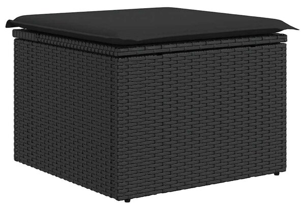 7 részes fekete polyrattan kerti ülőgarnitúra párnával