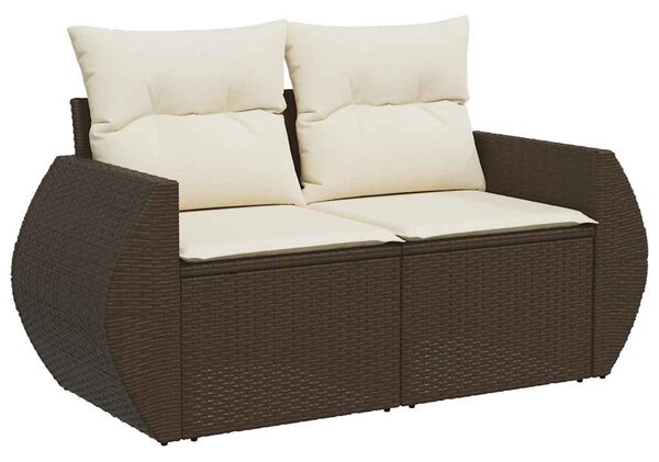 10 részes barna polyrattan kerti ülőgarnitúra párnákkal