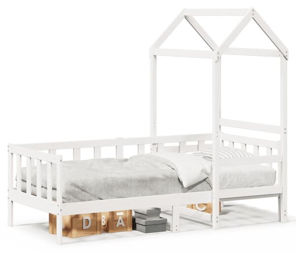 VidaXL fehér tömör fenyőfa kanapéágy tetővel 80 x 200 cm