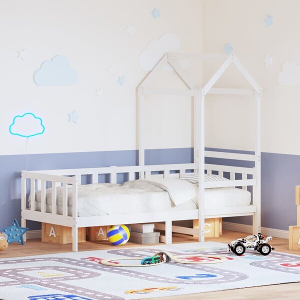 VidaXL fehér tömör fenyőfa kanapéágy tetővel 80 x 200 cm