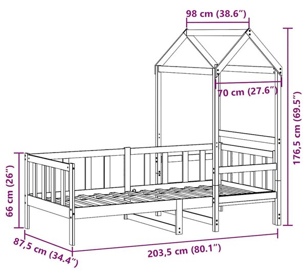 VidaXL fehér tömör fenyőfa kanapéágy tetővel 80 x 200 cm