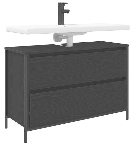 VidaXL Fürdőszoba Szekrény - Fekete Tölgy - 90cm
