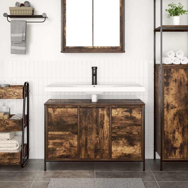 VidaXL füstös tölgy mosdószekrény fiókokkal 90x34,5x60 cm