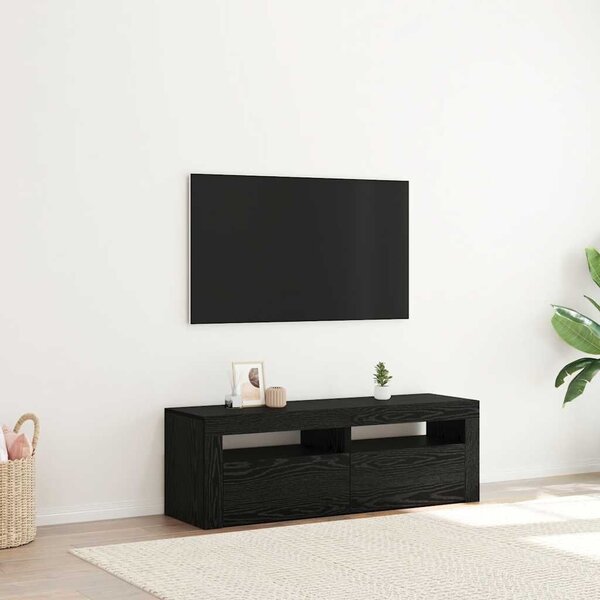 VidaXL fekete tölgy szerelt fa TV-szekrény LED-ekkel 120x35x40 cm
