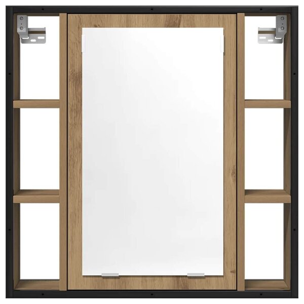 VidaXL kézműves tölgy szerelt fa tükrös fürdőszobaszekrény 60x16x60 cm