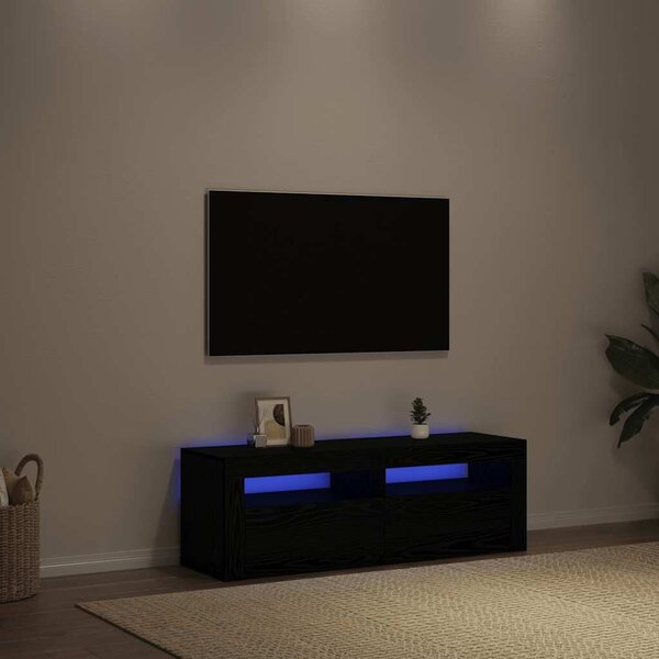 VidaXL fekete tölgy szerelt fa TV-szekrény LED-ekkel 120x35x40 cm