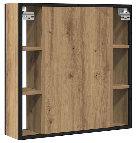 VidaXL kézműves tölgy szerelt fa tükrös fürdőszobaszekrény 60x16x60 cm