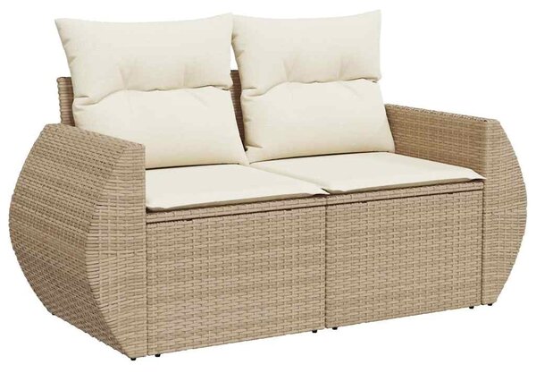 6 részes bézs polyrattan kerti ülőgarnitúra párnával