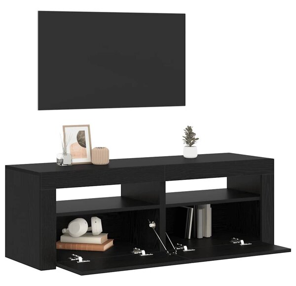 VidaXL fekete tölgy szerelt fa TV-szekrény LED-ekkel 120x35x40 cm