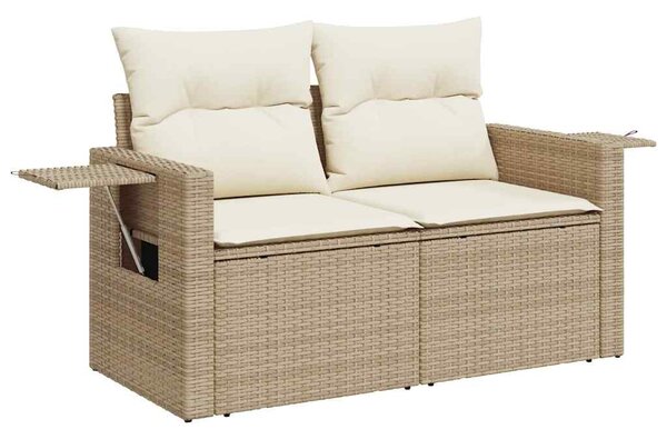 8 részes bézs polyrattan kerti ülőgarnitúra párnával