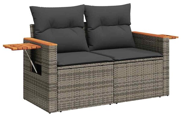 6 részes szürke polyrattan kerti ülőgarnitúra párnákkal