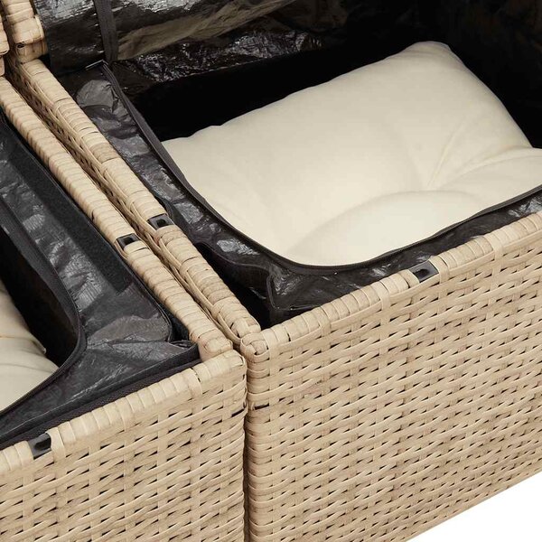 6 részes bézs polyrattan kerti ülőgarnitúra párnával
