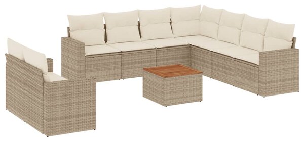 10 részes bézs polyrattan kerti ülőgarnitúra párnával