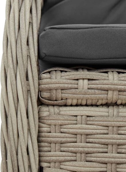 7 részes világosszürke polyrattan kerti étkezőszett párnával