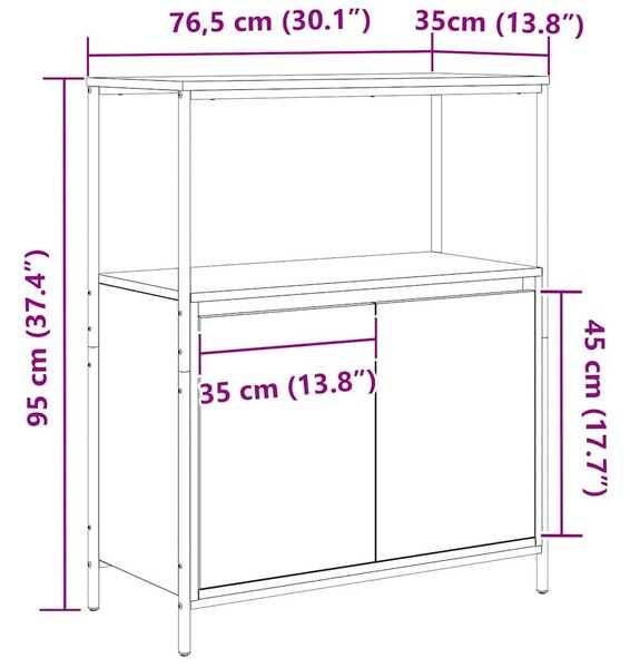 VidaXL barna tölgy fürdőszobaszekrény polcokkal 76,5x35x95 cm