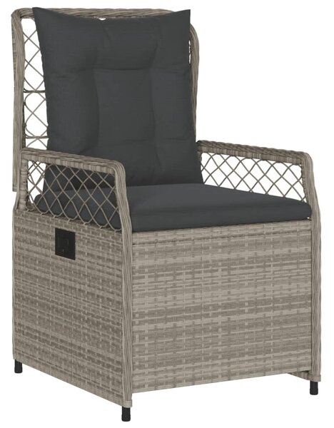 7 részes világosszürke polyrattan kerti étkezőszett párnával