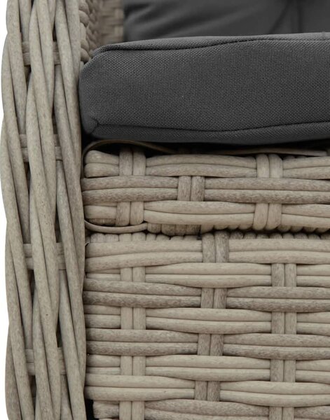 7 részes világosszürke polyrattan kerti étkezőszett párnával