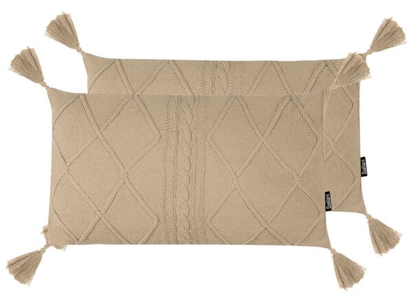 2 db díszpárna CAESIA Pamut 30 x 50 cm Bézs Egyszínű
